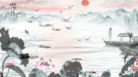 水墨山水荷花装饰画flash动画